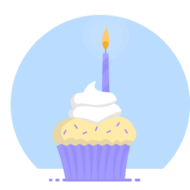 A sprinkled cupcake with a single lit candle